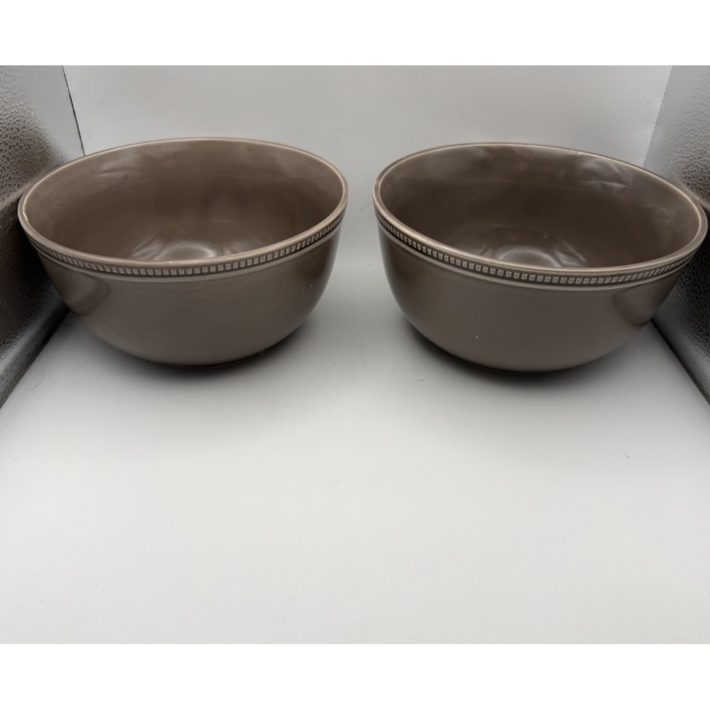 Gibson Elite Terranea Brown Earthenware Large Soup Cereal Bowls Set of 2